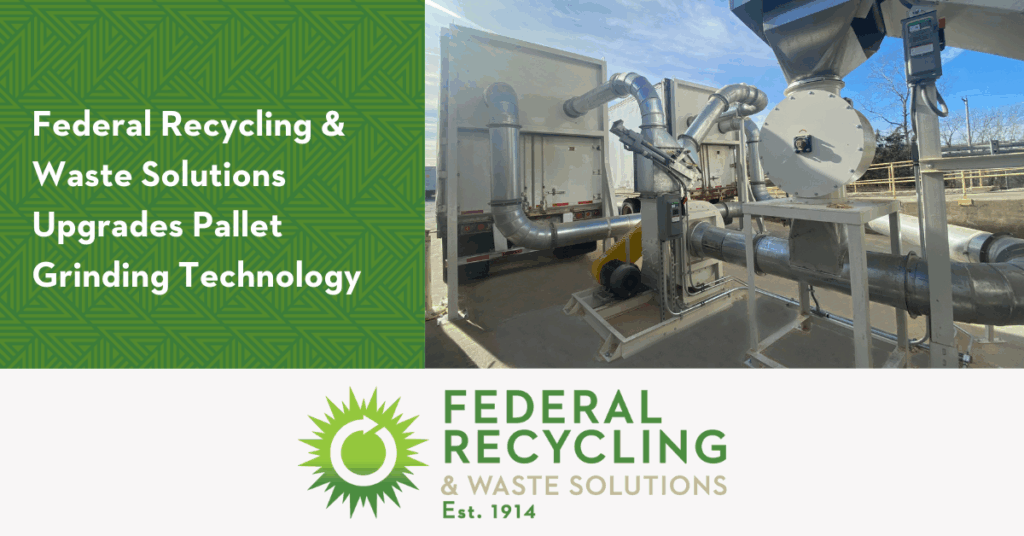 Pallet grinding equipment at Federal Recycling’s Jefferson City, Missouri facility.